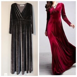 Hopeless Romantic Long Sleeve Velvet Velour Evening Dress, Victorian Trading Co